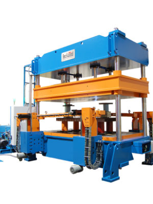 100 Ton 4-Post Hot Forming Press with with programmable side rams, used to form titanium and aluminum parts for aerospace