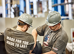 shop men training in the warehouse