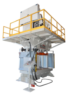 150 Ton Multi-Action Hot Forming Press multi-ram 5 post design, safety catcher and programmable pressure control.