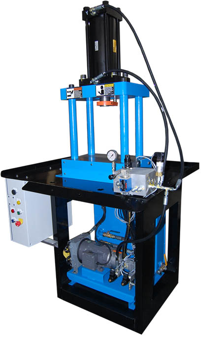 30 ton 4-post benchtop bulge forming press to accommodate existing tooling