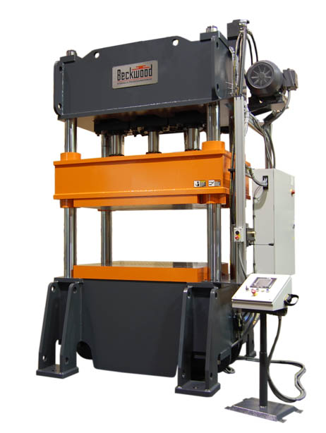 350 Ton 4-Post Drawing Press with 200 ton punch force and a 24" stroke