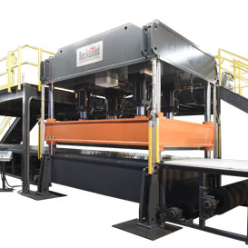 400 Ton Fully Automated Compression Molding Press, with heated and cooled platens, press with conveyor system.