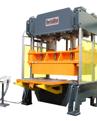 400 Ton 4-Post Rubber Pad Press, large press used for aerospace